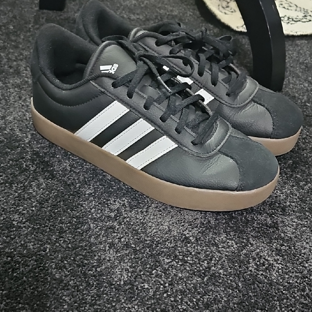 Adidas Men's Black Sneakers with White Stripes